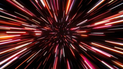 Aufkleber - A vibrant explosion of light streaks creates a dynamic sense of speed and movement, resembling a warp space or cosmic journey.
