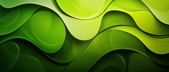 Aufkleber - A vibrant abstract design featuring layered green waves that create a sense of depth and movement.