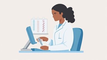 Poster - Picture a scientist conducting genetic research. Describe their process of analyzing DNA samples, studying genetic markers,
