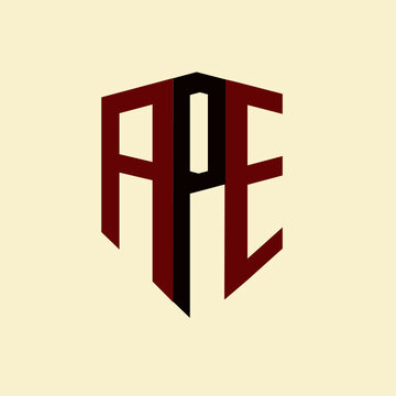 APE creative minimalist letter logo. APE unique vector initials alphabet letter logo design