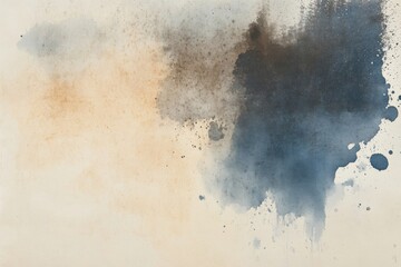 Leinwandbilder - This artwork showcases a beautiful blend of blue and brown watercolor textures, creating a calming backdrop for various artistic endeavors. Generative AI