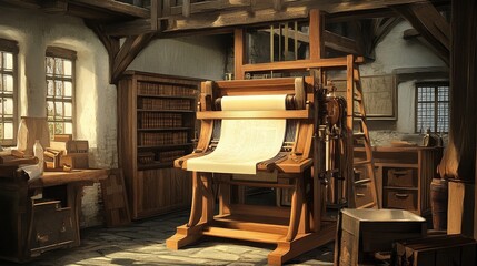 Poster - The development of the printing press in the 15th century revolutionized communication and knowledge-sharing.