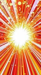 Poster - A vibrant explosion of red and yellow rays radiates from a bright center, evoking energy and intensity in a dynamic, abstract design.