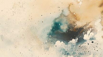 Poster - The artwork showcases a stunning blend of watercolor textures featuring blue, brown, and beige tones, perfect for artistic inspiration. Generative AI
