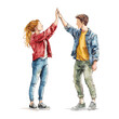 © Aisyah Faiha - Happy Friends High-Fiving During an Outdoor Stroll