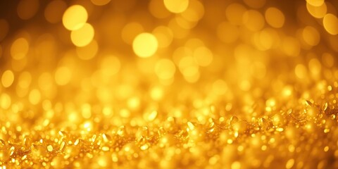 Shimmering gold glitter on a soft and hazy background with intricate patterns of defocused gold lights, gold, patterned