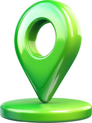 Poster - Green 3d location pin on transparent background, navigation and map symbol concept