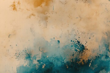Poster - soft watercolor textures showcase seamless blending of blue, orange, and cream, creating a tranquil 