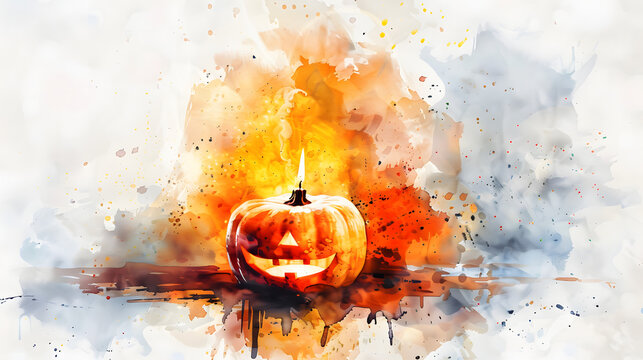 Candle halloween Watercolor style
