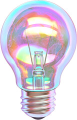 Aufkleber - Colorful iridescent light bulb on transparent background