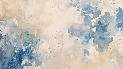 Poster - This artwork showcases a blend of soft blue and tan watercolor textures, ideal for enhancing various creative designs and backgrounds. Generative AI