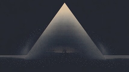 Abstract digital art of a triangular structure with a white, speckled surface against a dark background.
