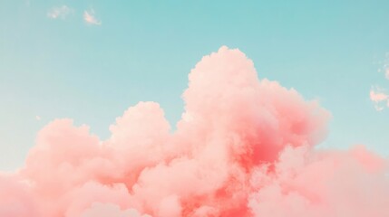 Wall Mural - morning light bathes soft pink clouds as they float gently in a bright blue sky, heralding the start