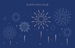 © piixypeach - firework banner in night.Editable vector illustration for horizontal design