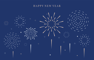 firework banner in night.Editable vector illustration for horizontal design