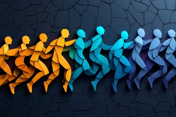 Poster - Abstract representation of youth in movement, with simple shapes and dynamic lines