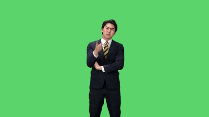 Aufkleber - 文句を言う男性ビジネスパーソン　クロマキー合成用グリーンバック映像