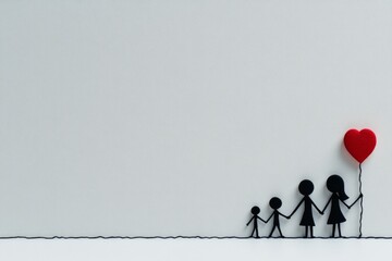 Aufkleber - Minimalist outline of young friends holding hands, simple and expressive on a plain background