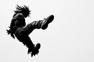 Poster - Simple illustration of a youth jumping in the air, representing freedom and joy in minimalist lines