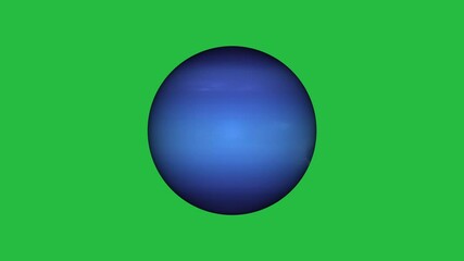 Wall Mural - planet neptune on green screen background. realistic planet rotation seamless looping animation on g
