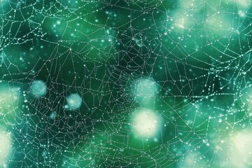 glowing green interconnected web of digital particles and molecules