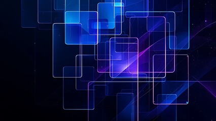 Poster - Abstract geometric blocks on dark background, 3d render