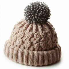 Wall Mural - A cable knit beanie with a grey pom-pom