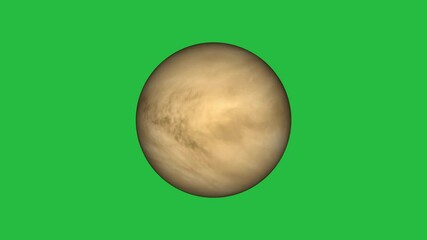 Wall Mural - planet venus atmosphere on green screen background. realistic planet rotation seamless looping anima