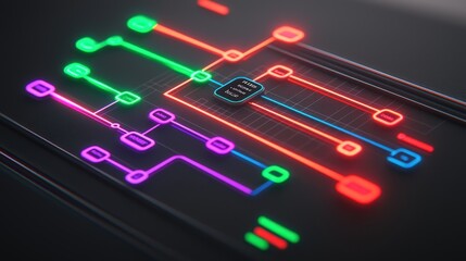 Futuristic Digital Keyword Strategy Flowchart SEO SEM Content Analytics