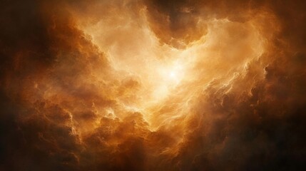 Poster - Dramatic Cloud Formation with Fiery Golden Hues Captured in a Mystical Atmosphere, Evoking a Sense of Wonder and Awe in the Natural World