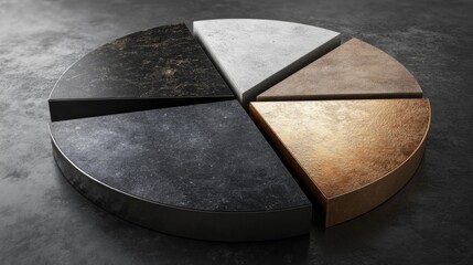 Fototapete - Textured Circular Chart Representation with Metallic Finishes in Black, Silver, Gold, and Bronze Colors for Data Visualization and Presentation Concepts