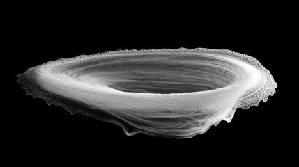 Leinwandbilder - Abstract formation of swirling clouds depicting a vortex structure with smooth flowing lines and varying shades of white and gray against a dark background, conveying motion and depth.