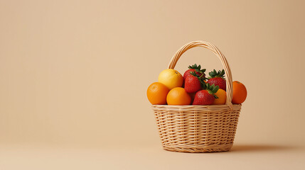 Aufkleber - vibrant fruit basket filled with oranges and strawberries