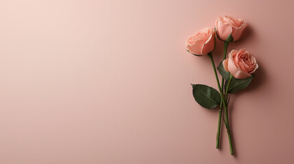 Aufkleber - Elegant pink roses arranged on soft toned background, exuding beauty