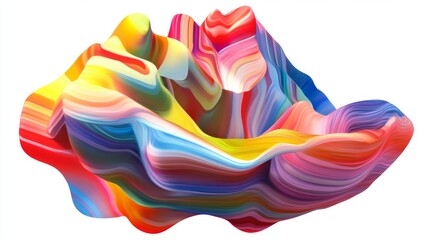 Poster - Colorful Abstract Waves of Vibrant Stripes Forming An Artistic Landscape in Fluid Design, Showcasing Motion and Playfulness in Its Unique Structure