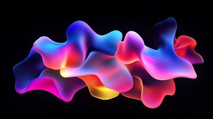 Aufkleber - Abstract Colorful Fluid Shapes on a Dark Background, Captivating Swirls of Light and Color Illustrating Motion and Creativity in Modern Art