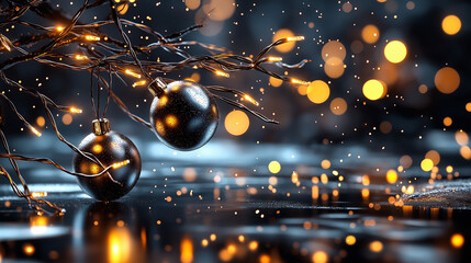 Aufkleber - Sparkling fairy lights and ornaments create festive atmosphere