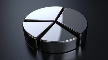 Aufkleber - A Sleek Metallic Pie Chart On a Dark Surface Symbolizing Data Analysis, Business Insights, Financial Growth, and Strategic Planning Concepts
