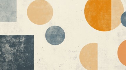 Poster - Abstract Geometric Design with Soft Colors and Textures Featuring Circles and Rectangles on a Vintage Background for Creative Projects