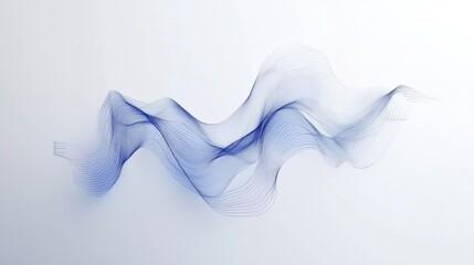 Poster - Abstract Waveforms in Elegant Blue Tones with Smooth Curves and Flowing Lines Representing Sound or Motion on a Soft White Background