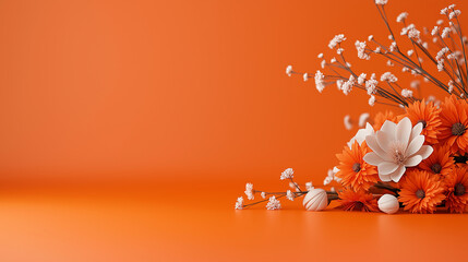 Fototapete - Bright orange flowers with white accents on vibrant background