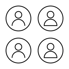 Poster - Login user avatar icon set on circle line. Profile account sign symbol