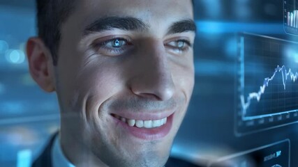 Poster - A scientist observes a holographic human anatomy model in a futuristic lab setting.