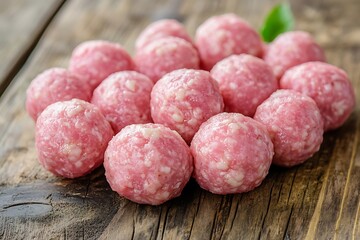 Wall Mural - tasty Meatballs on wooden background