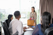 © Charlie's - Quit Job asian business woman sending resignation letter and packing Stuff Resign Depress or carrying business cardboard box in office. Change of job or fired from company