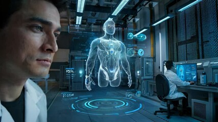 Poster - A futuristic scene depicting a smart city concept with a focused individual in a tech environment.