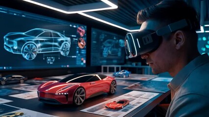Poster - A construction professional analyzes a digital building model in a tech-driven environment.