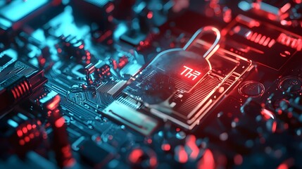 Poster - Cybersecurity measures digital world graphic design high-tech environment close-up view data protection concept