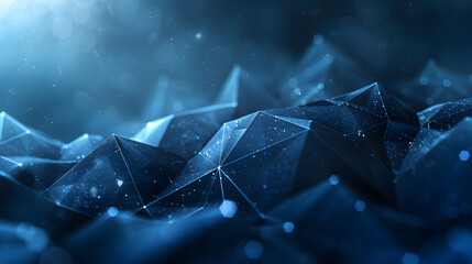 Aufkleber - Abstract futuristic - technology with polygonal shapes on dark blue background. Design digital technology concept. 3d illustration