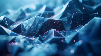 Aufkleber - Abstract futuristic - technology with polygonal shapes on dark blue background. Design digital technology concept. 3d illustration